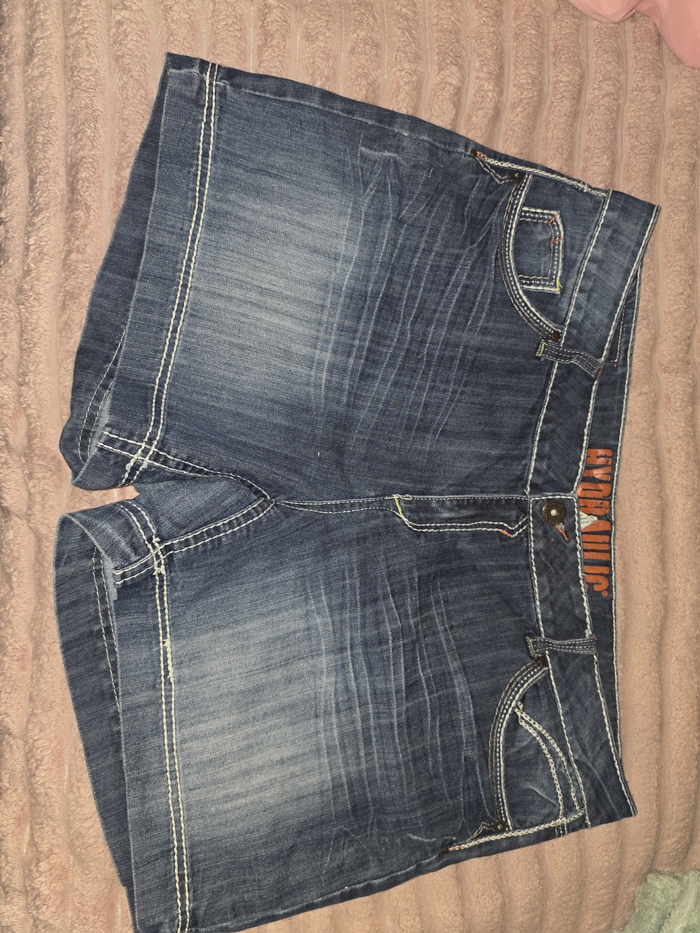 Hydraulic Indigo Faded Denim Jean Shorts